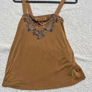 American Eagle Outfitters Soft & Sexy Woman's Size M Mustard Tank Top Embroidery